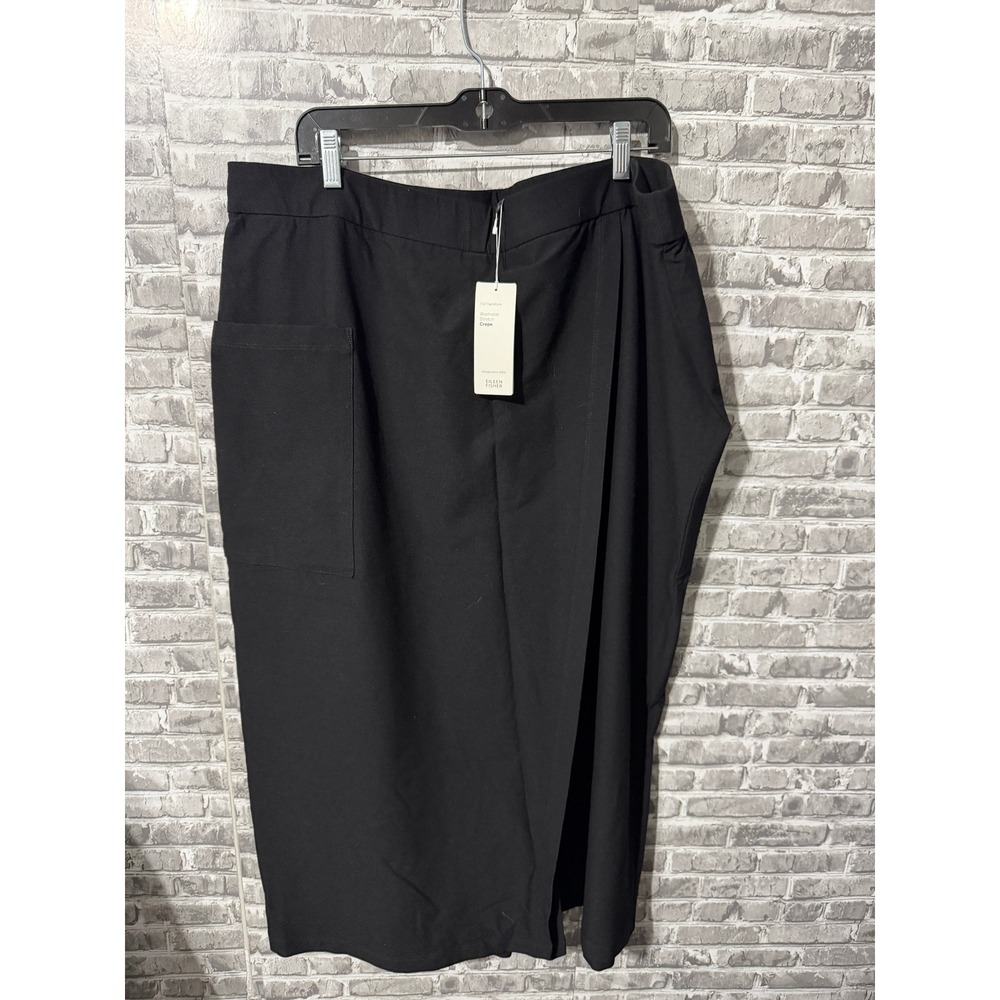 Eileen Fisher Black Washable Stretch Crepe Cropped Pants 2X F9TK-P4108X NWT